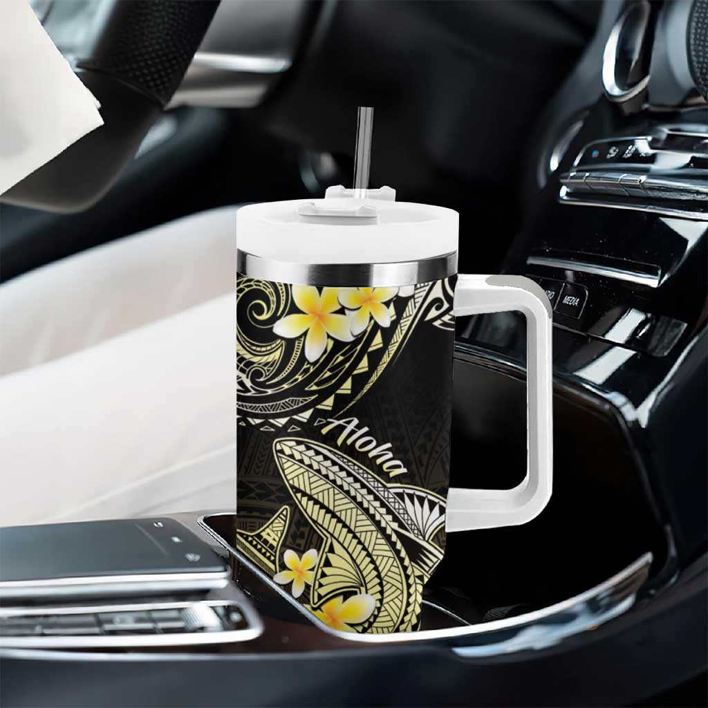 Hawaii Tumbler With Handle Polynesian Shark with Kakau Gold Version LT01 - Polynesian Pride