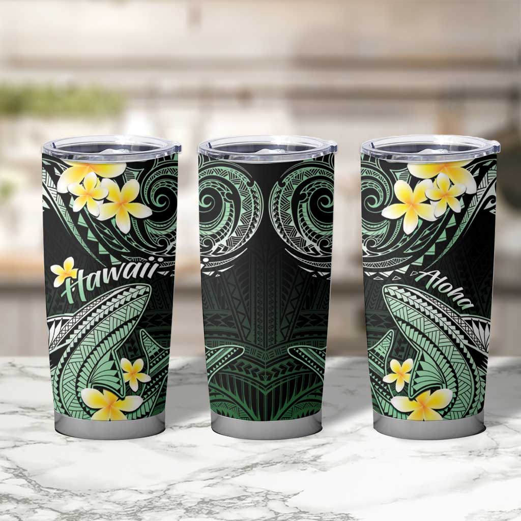 Hawaii Tumbler Cup Polynesian Shark with Kakau Green Version LT01 - Polynesian Pride