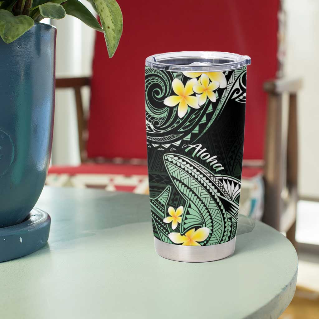 Hawaii Tumbler Cup Polynesian Shark with Kakau Green Version LT01 - Polynesian Pride