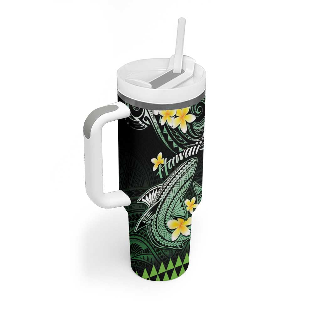 Hawaii Tumbler With Handle Polynesian Shark with Kakau Green Version LT01 - Polynesian Pride