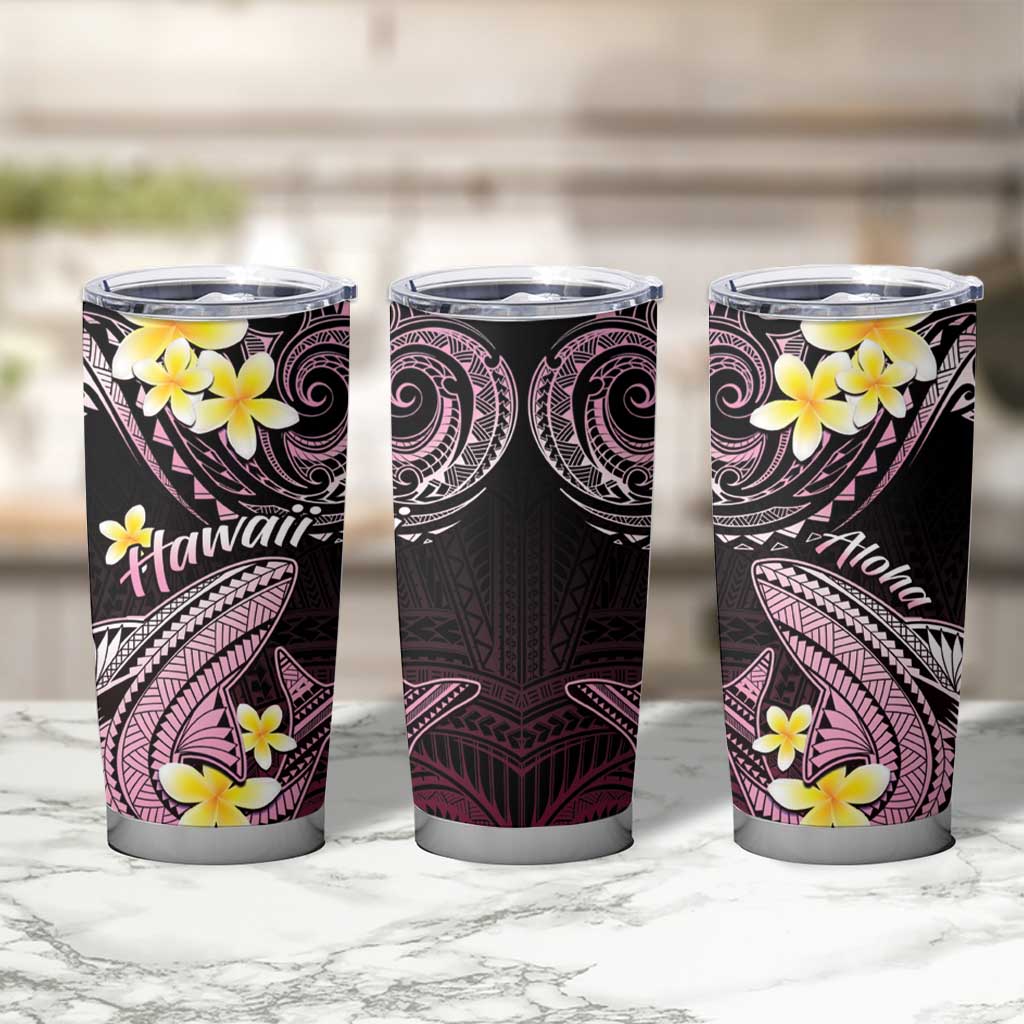Hawaii Tumbler Cup Polynesian Shark with Kakau Pink Version LT01 - Polynesian Pride