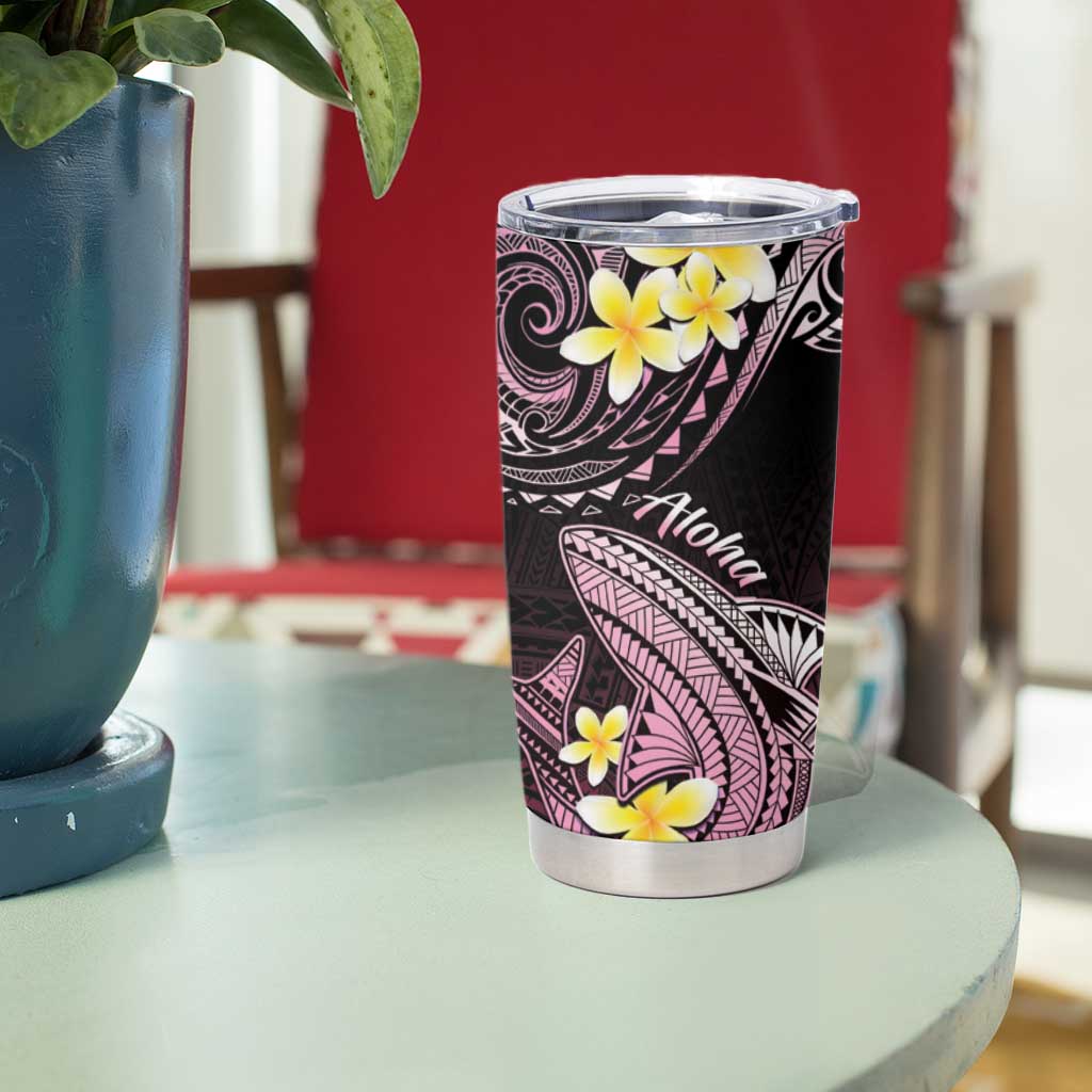 Hawaii Tumbler Cup Polynesian Shark with Kakau Pink Version LT01 - Polynesian Pride
