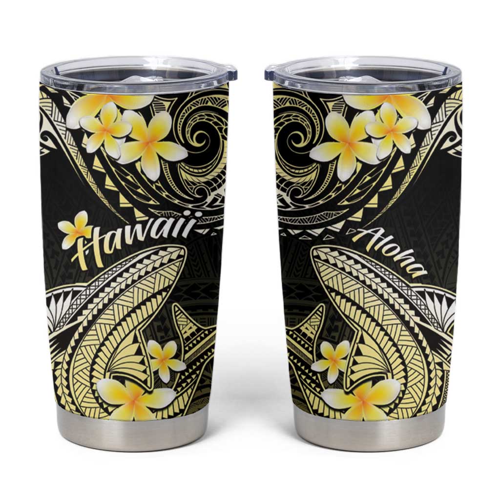 Hawaii Tumbler Cup Polynesian Shark with Kakau Yellow Version LT01 Yellow - Polynesian Pride
