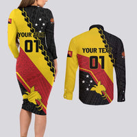 Custom PNG Couples Matching Long Sleeve Bodycon Dress and Long Sleeve Button Shirt The Kumuls Are On A Roll LT01 - Polynesian Pride