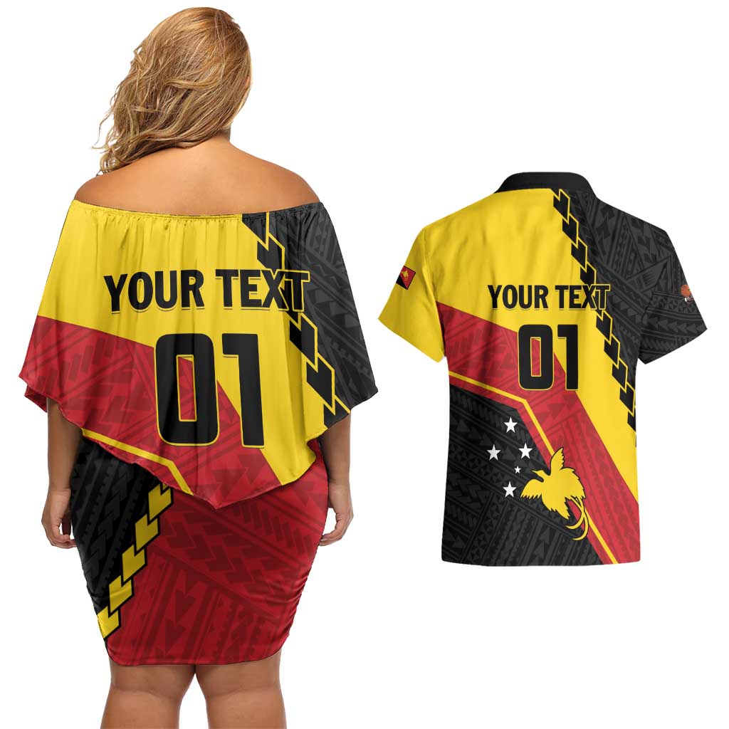 Custom PNG Couples Matching Off Shoulder Short Dress and Hawaiian Shirt The Kumuls Are On A Roll LT01 - Polynesian Pride