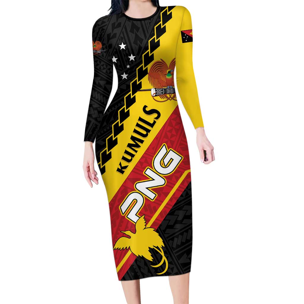 Custom PNG Family Matching Long Sleeve Bodycon Dress and Hawaiian Shirt The Kumuls Are On A Roll LT01 Mom's Dress Black - Polynesian Pride