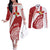 Custom Tonga Rugby Mate Maa Couples Matching Off The Shoulder Long Sleeve Dress and Long Sleeve Button Shirt Ngatu Pattern