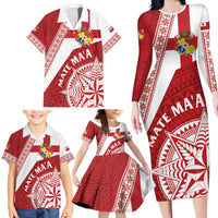Custom Tonga Rugby Mate Maa Family Matching Long Sleeve Bodycon Dress and Hawaiian Shirt Ngatu Pattern LT01 - Polynesian Pride