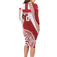 Custom Tonga Rugby Mate Maa Family Matching Long Sleeve Bodycon Dress and Hawaiian Shirt Ngatu Pattern LT01 - Polynesian Pride