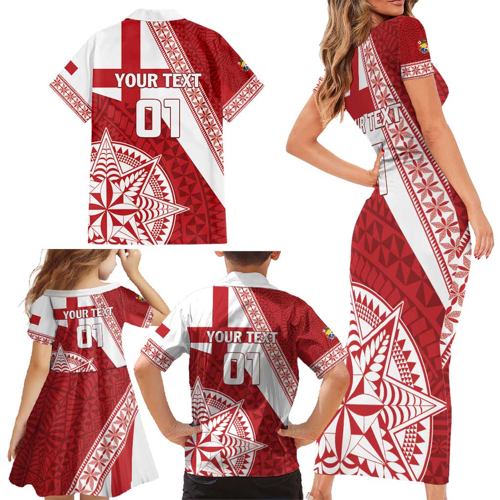 Custom Tonga Rugby Mate Maa Family Matching Short Sleeve Bodycon Dress and Hawaiian Shirt Ngatu Pattern LT01 - Polynesian Pride