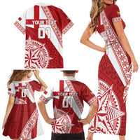 Custom Tonga Rugby Mate Maa Family Matching Short Sleeve Bodycon Dress and Hawaiian Shirt Ngatu Pattern LT01 - Polynesian Pride