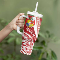 Tonga Rugby Mate Maa Tumbler With Handle Ngatu Pattern