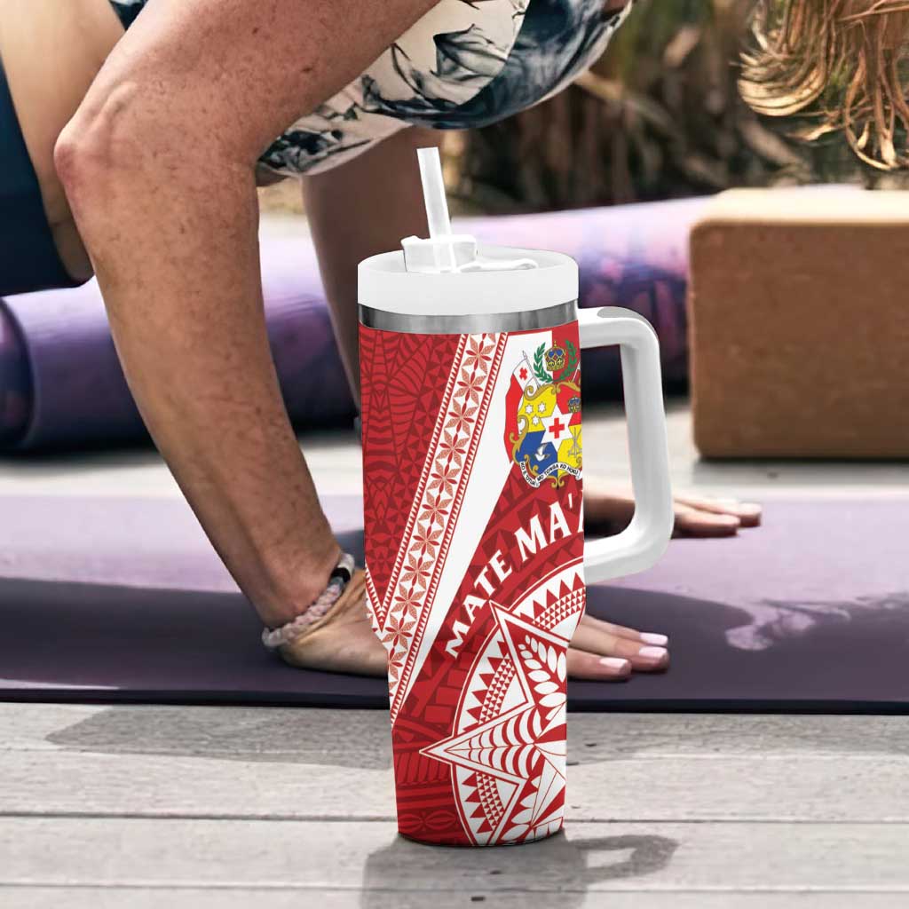 Tonga Rugby Mate Maa Tumbler With Handle Ngatu Pattern