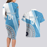 Custom Fiji Rugby Bati Couples Matching Long Sleeve Bodycon Dress and Hawaiian Shirt Tapa Pattern LT01 - Polynesian Pride