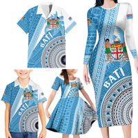 Custom Fiji Rugby Bati Family Matching Long Sleeve Bodycon Dress and Hawaiian Shirt Tapa Pattern LT01 - Polynesian Pride
