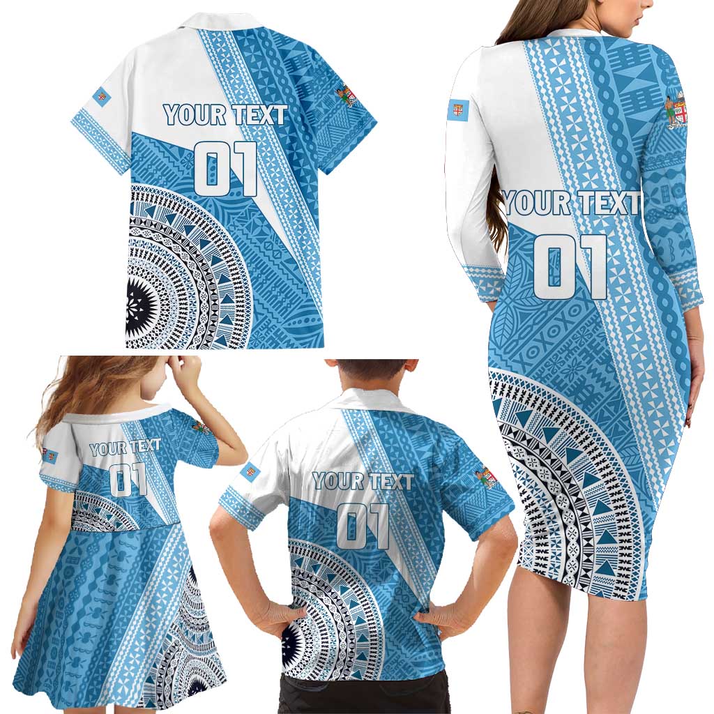 Custom Fiji Rugby Bati Family Matching Long Sleeve Bodycon Dress and Hawaiian Shirt Tapa Pattern LT01 - Polynesian Pride