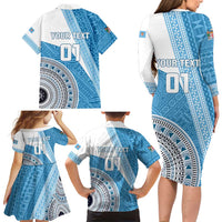 Custom Fiji Rugby Bati Family Matching Long Sleeve Bodycon Dress and Hawaiian Shirt Tapa Pattern LT01 - Polynesian Pride
