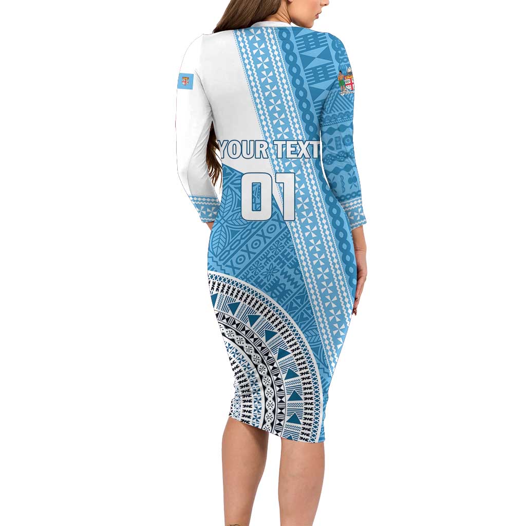 Custom Fiji Rugby Bati Family Matching Long Sleeve Bodycon Dress and Hawaiian Shirt Tapa Pattern LT01 - Polynesian Pride