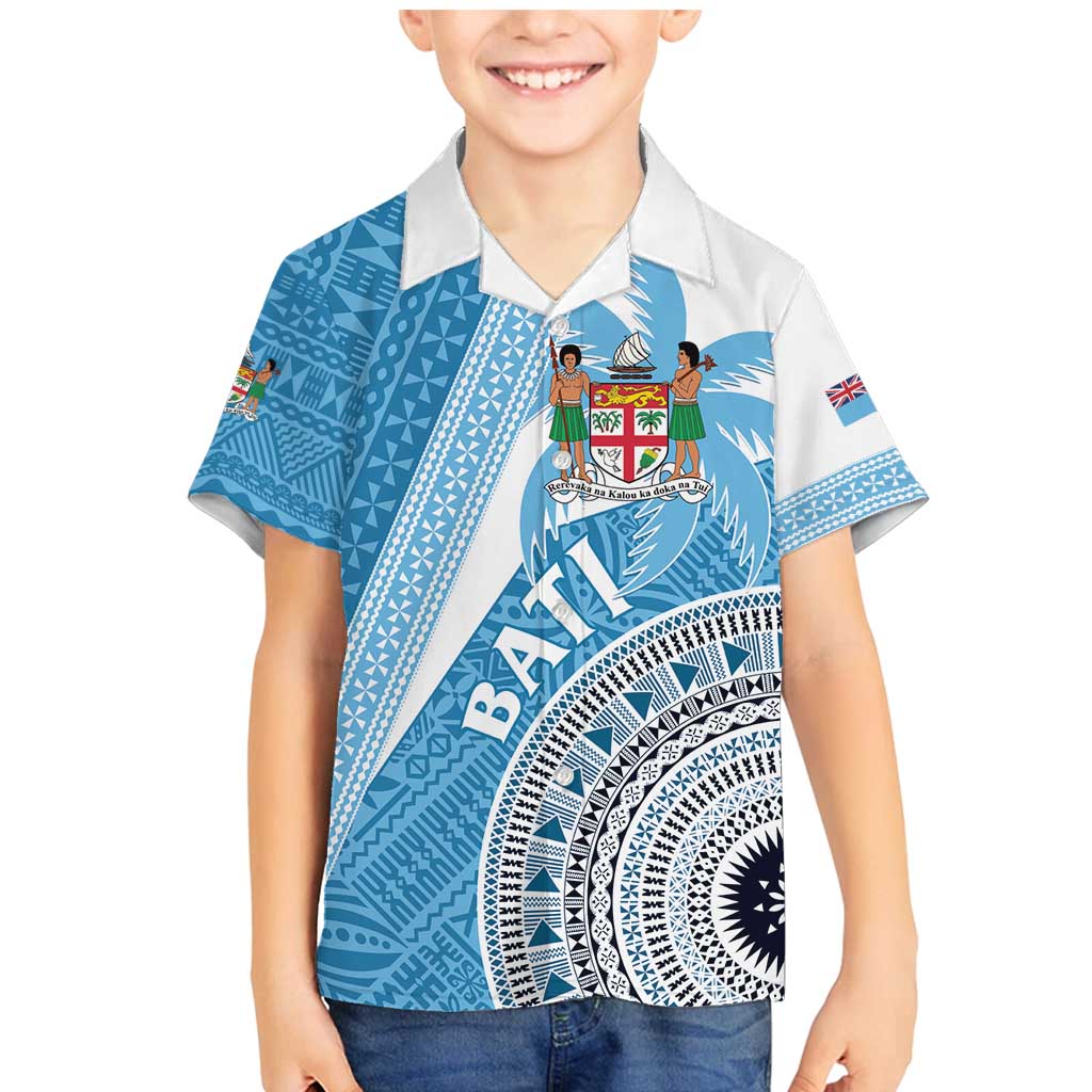 Custom Fiji Rugby Bati Family Matching Mermaid Dress and Hawaiian Shirt Tapa Pattern LT01 Son's Shirt Blue - Polynesian Pride