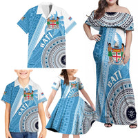 Custom Fiji Rugby Bati Family Matching Off Shoulder Maxi Dress and Hawaiian Shirt Tapa Pattern LT01 - Polynesian Pride