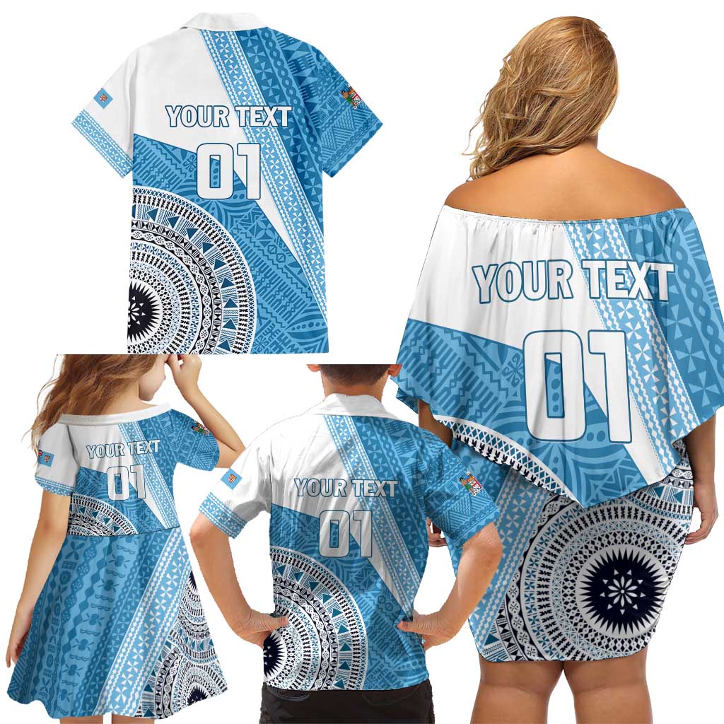 Custom Fiji Rugby Bati Family Matching Off Shoulder Short Dress and Hawaiian Shirt Tapa Pattern LT01 - Polynesian Pride
