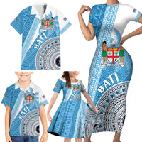 Custom Fiji Rugby Bati Family Matching Short Sleeve Bodycon Dress and Hawaiian Shirt Tapa Pattern LT01 - Polynesian Pride