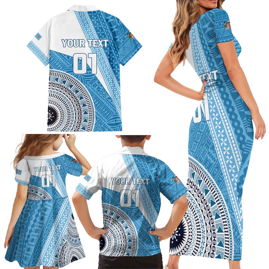 Custom Fiji Rugby Bati Family Matching Short Sleeve Bodycon Dress and Hawaiian Shirt Tapa Pattern LT01 - Polynesian Pride