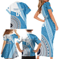 Custom Fiji Rugby Bati Family Matching Short Sleeve Bodycon Dress and Hawaiian Shirt Tapa Pattern LT01 - Polynesian Pride