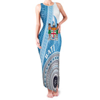 Custom Fiji Rugby Bati Family Matching Tank Maxi Dress and Hawaiian Shirt Tapa Pattern LT01 Mom's Dress Blue - Polynesian Pride