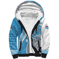 Custom Fiji Rugby Bati Sherpa Hoodie Tapa Pattern LT01 Unisex Blue - Polynesian Pride