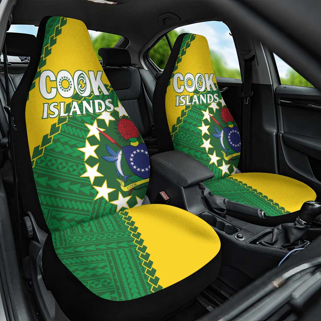 Cook Islands Rugby Kukis Car Seat Cover Circle Stars LT01 One Size Green - Polynesian Pride