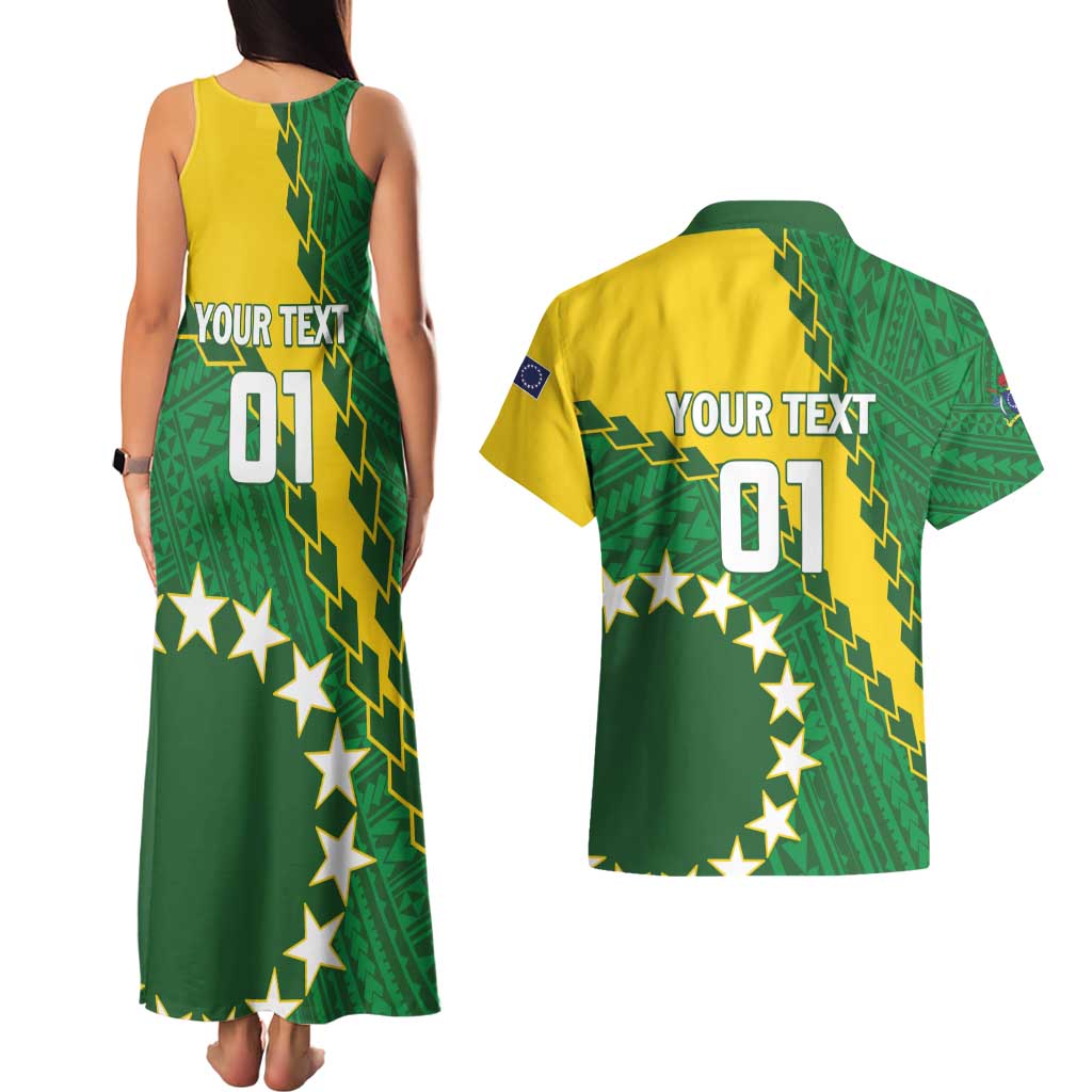 Custom Cook Islands Rugby Kukis Couples Matching Tank Maxi Dress and Hawaiian Shirt Circle Stars LT01 - Polynesian Pride