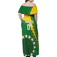 Custom Cook Islands Rugby Kukis Family Matching Off Shoulder Maxi Dress and Hawaiian Shirt Circle Stars LT01 - Polynesian Pride