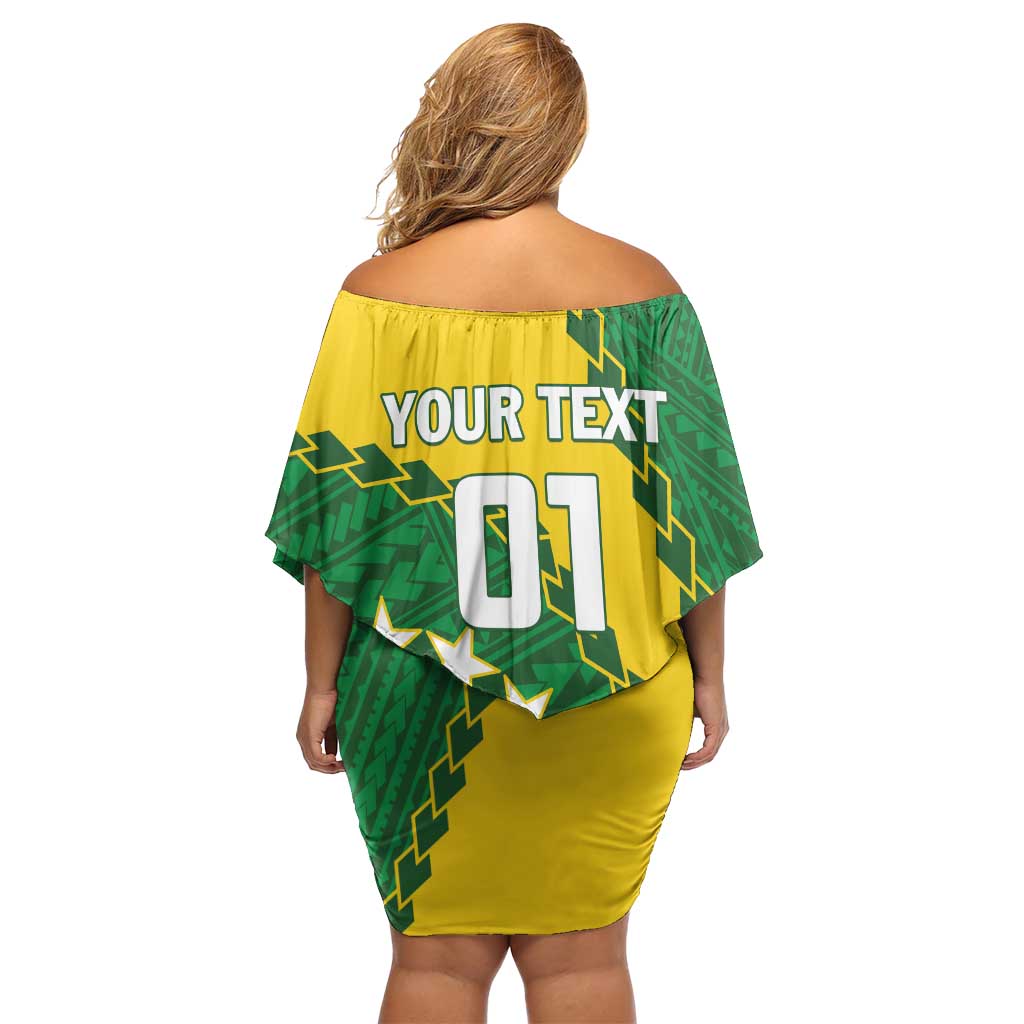 Custom Cook Islands Rugby Kukis Family Matching Off Shoulder Short Dress and Hawaiian Shirt Circle Stars LT01 - Polynesian Pride