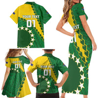 Custom Cook Islands Rugby Kukis Family Matching Short Sleeve Bodycon Dress and Hawaiian Shirt Circle Stars LT01 - Polynesian Pride