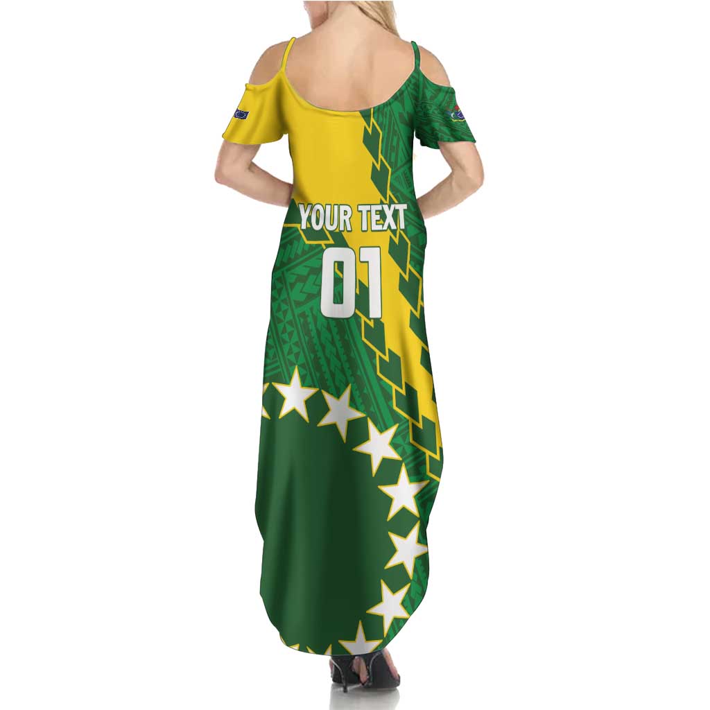 Custom Cook Islands Rugby Kukis Family Matching Summer Maxi Dress and Hawaiian Shirt Circle Stars LT01 - Polynesian Pride