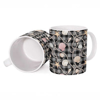 Hawaiian Ocean Seashells Ceramic Mug Black Palaka Pattern
