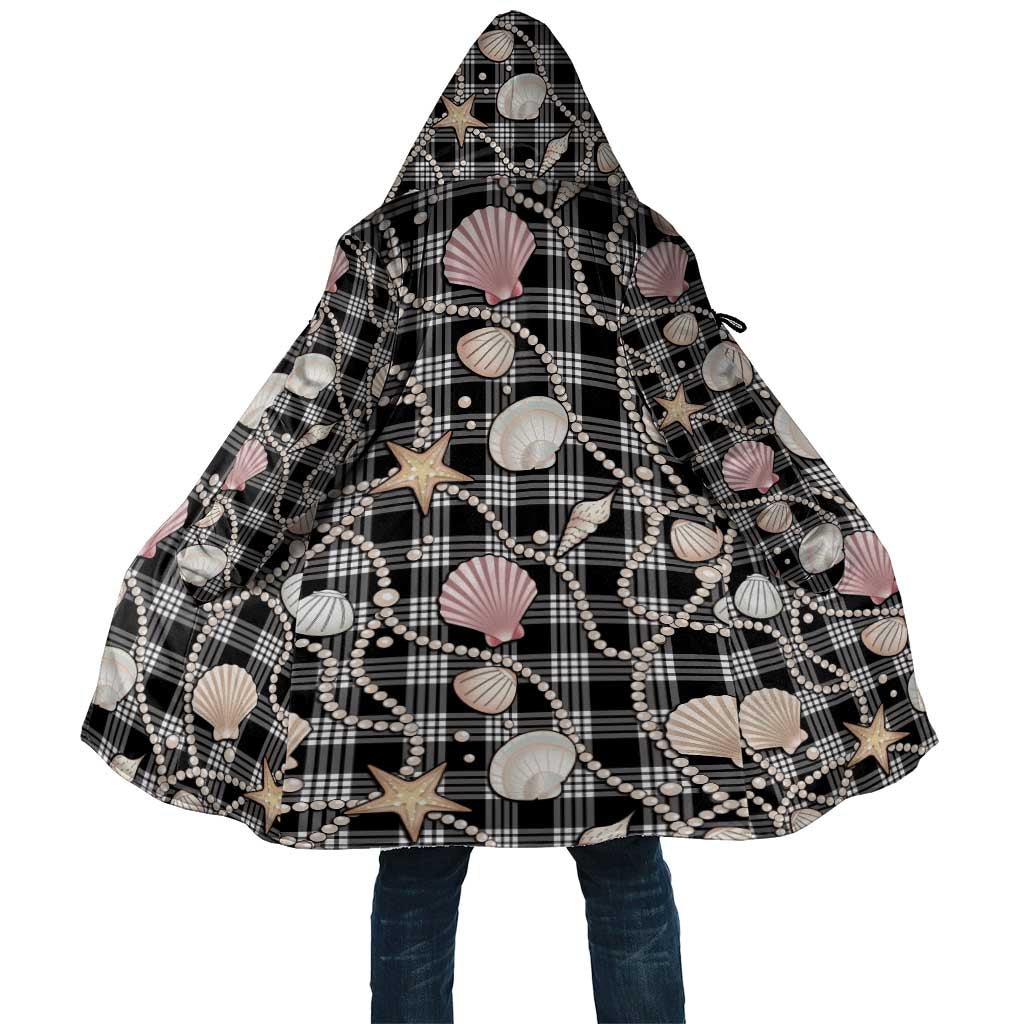 Hawaiian Ocean Seashells Cloak Black Palaka Pattern