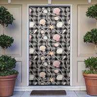 Hawaiian Ocean Seashells Door Cover Black Palaka Pattern