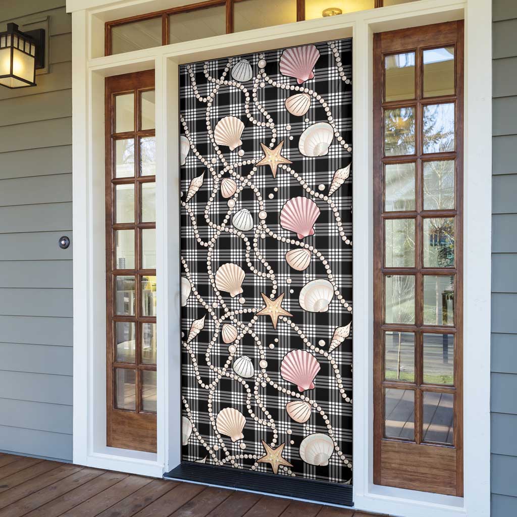 Hawaiian Ocean Seashells Door Cover Black Palaka Pattern