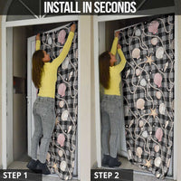 Hawaiian Ocean Seashells Door Cover Black Palaka Pattern