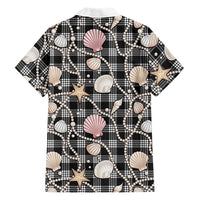 Hawaiian Ocean Seashells Family Matching Summer Maxi Dress and Hawaiian Shirt Black Palaka Pattern