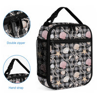 Hawaiian Ocean Seashells Lunch Bag Black Palaka Pattern LT01 - Polynesian Pride