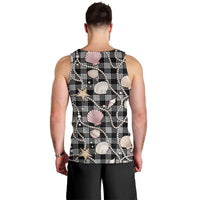 Hawaiian Ocean Seashells Men Tank Top Black Palaka Pattern