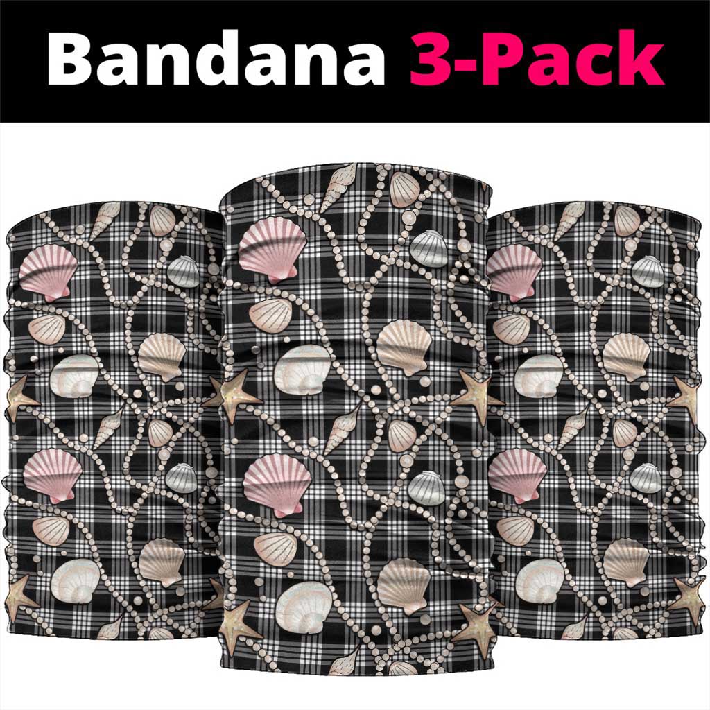 Hawaiian Ocean Seashells Neck Gaiter Black Palaka Pattern