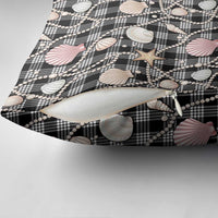 Hawaiian Ocean Seashells Pillow Cover Black Palaka Pattern