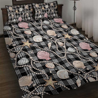 Hawaiian Ocean Seashells Quilt Bed Set Black Palaka Pattern