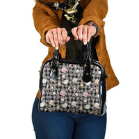 Hawaiian Ocean Seashells Shoulder Handbag Black Palaka Pattern