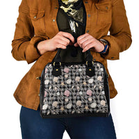Hawaiian Ocean Seashells Shoulder Handbag Black Palaka Pattern