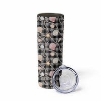 Hawaiian Ocean Seashells Skinny Tumbler Black Palaka Pattern
